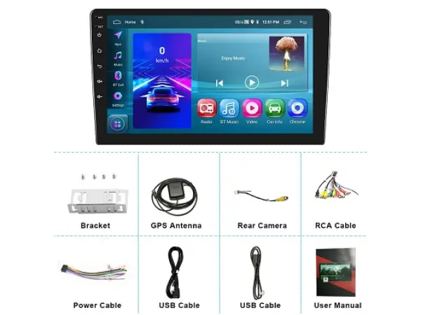 2din autoradio 10,1" lcd a3196 2gb+64gb android 13, prehravac s gps wifi bt fm phone link usb