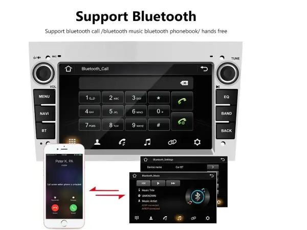 autoradio a3084sr 7" 2+32gb android 13, carplay & android, auto wifi gps bt fm rds hi-fi audio pro opel/astra/antara/vectra silver