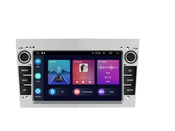 autoradio a3084sr 7" 2+32gb android 13, carplay & android, auto wifi gps bt fm rds hi-fi audio pro opel/astra/antara/vectra silver