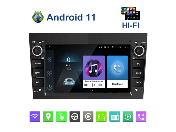 autoradio a3084bk 7" 2+32gb android 13, carplay & android, auto wifi gps bt fm rds hi-fi audio pro opel/astra/antara/vectra black