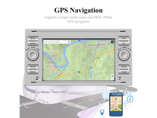 autoradio 7" a3718we android 13 2gb+64gb - podpora bt gps wifi pro ford,connect,fiesta,transit,focus