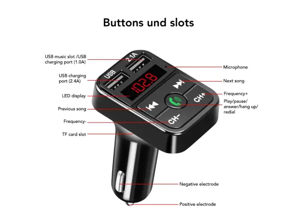 fm transmitter z2085bk, bluetooth handsfree, mp3 prehravac do auta