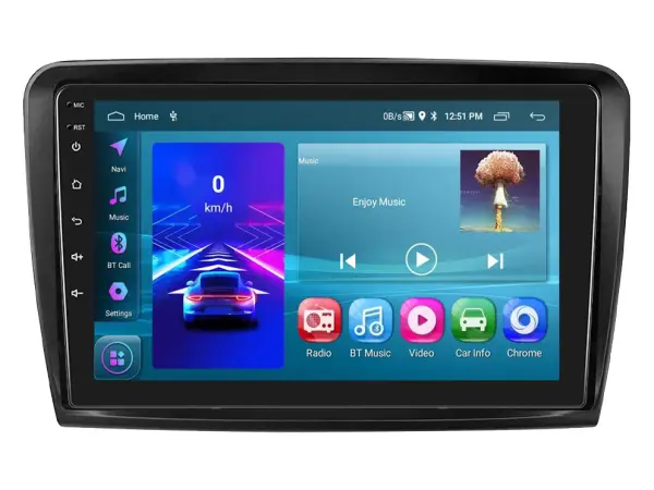 autoradio 10,1" lcd a3196 2gb+32gb android 13 s rameckem pro skoda superb 2 3/08-8/15