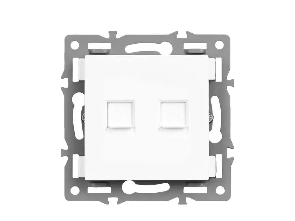 unic zasuvka 2xrj45 cat5 v ramecku, plast bily