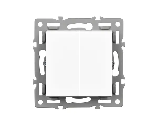 unic dvojvypinac lustrovy seriovy c.5 v ramecku 82mm, plast bily