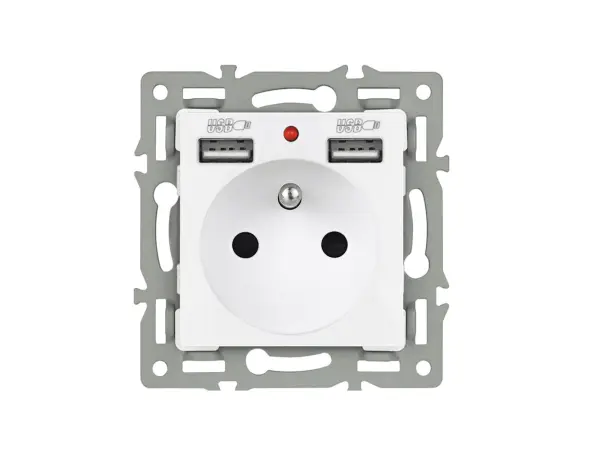 unic elektricka zasuvka 2x (230v+2xusb 5v/2,1a) plast bila v ramecku 153mm