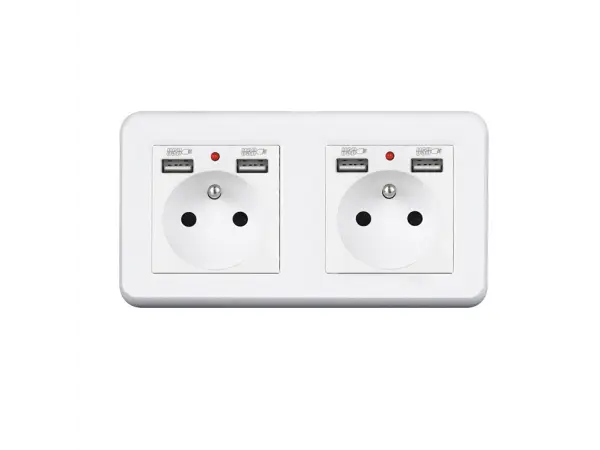 unic elektricka zasuvka 2x (230v+2xusb 5v/2,1a) plast bila v ramecku 153mm