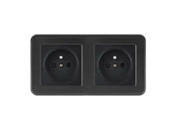 unic elektricka zasuvka 2*230v cerna plast v ramecku 153mm