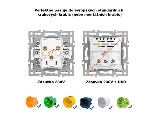 unic elektricka dvojzasuvka 2x230v seda plast
