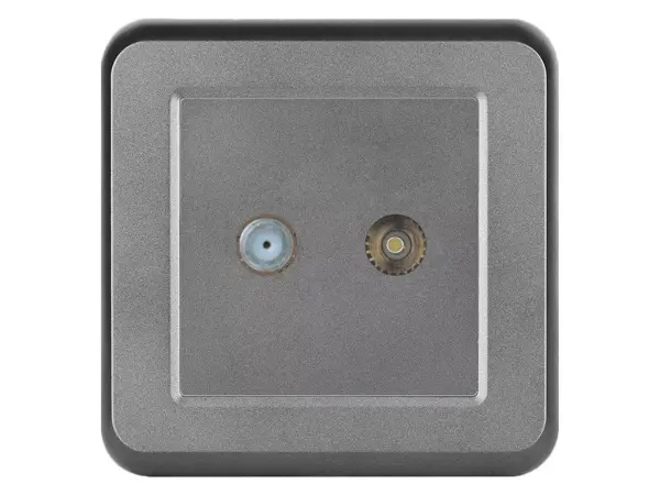 unic datova zasuvka tv + sat v ramecku, plast sedy