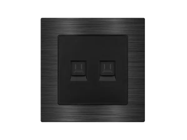 unic zasuvka 2xrj45 cat5 v ramecku 82mm, cerna slitina hliniku