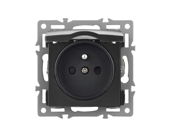unic elektricka zasuvka 230v s krytem, v ramecku 82mm, slitina hliniku cerna
