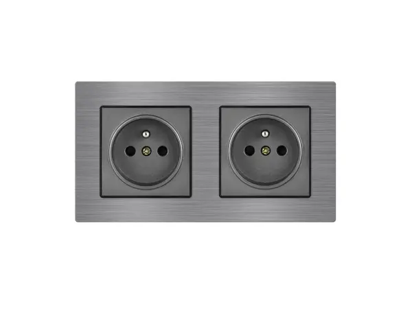 unic elektricka zasuvka 2*230v v ramecku 153mm, slitina hliniku seda