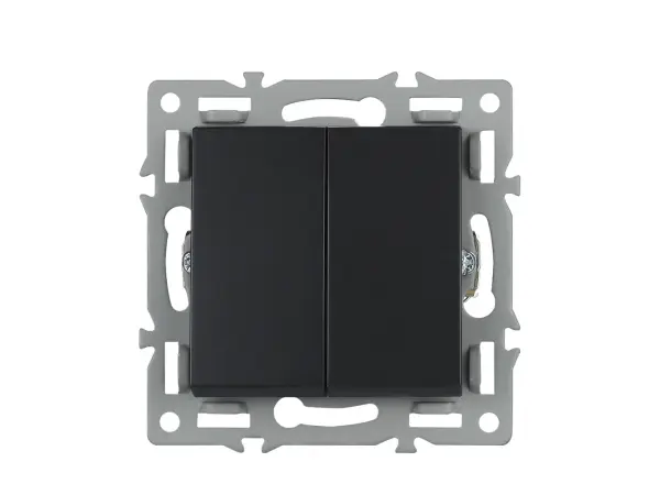 unic dvojvypinac stridavy-schodistovy c.5b 6+6 v ramecku 82mm, plast cerny