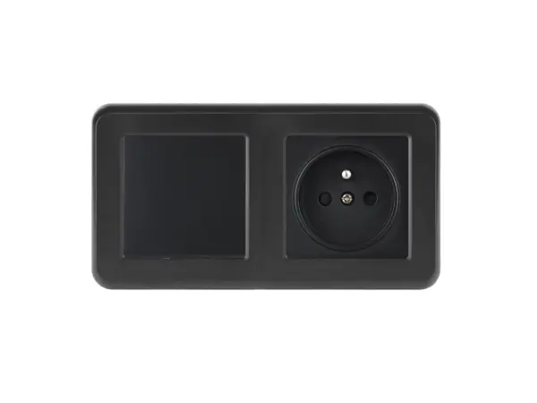 unic elektricka zasuvka 230v + vypinac jednopolovy c.1 v ramecku 153mm, plast cerny