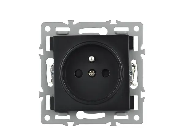 unic elektricka zasuvka 230v + vypinac jednopolovy c.1 v ramecku 153mm, plast cerny