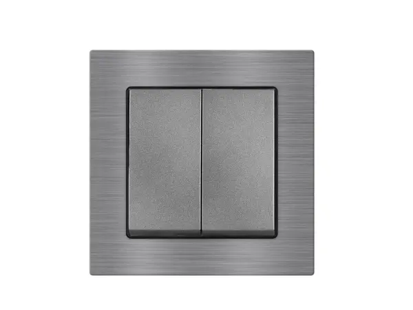 unic dvojvypinac stridavy-schodistovy c.5b 6+6 v ramecku 82mm, slitina hliniku sedy