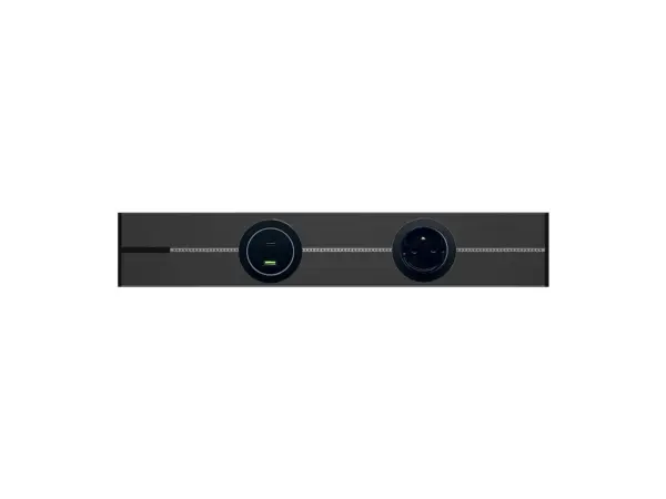 voltline povrchova zasuvkova lista 60cm cerna vcetne zasuvkovych modulu