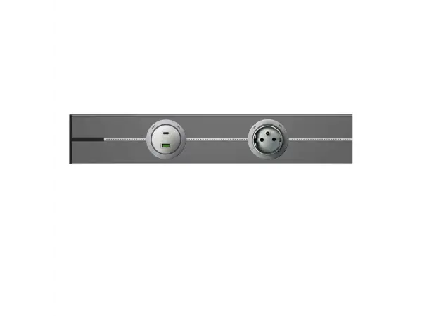 voltline povrchova zasuvkova lista 60cm seda vcetne zasuvkovych modulu