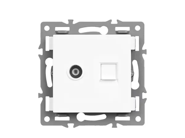 unic modul datova zasuvka tv+ rj45 cat5 plast bila do ramecku