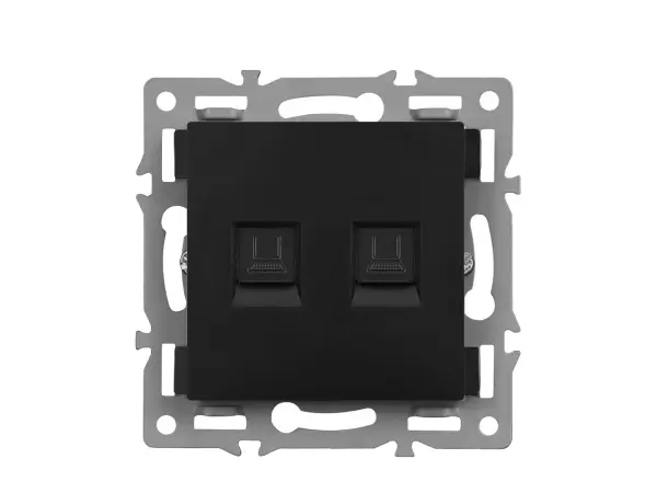 unic modul zasuvka mdz2rj45cat6 zasuvka 2xrj45 cat6, cerny pro ramecek 82mm
