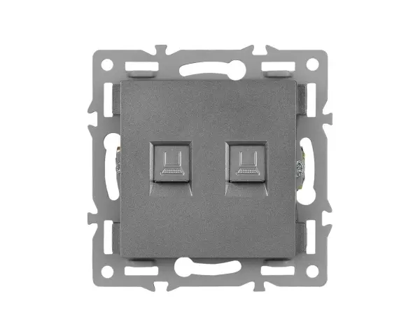 unic modul zasuvka mdz2rj45cat5 zasuvka 2xrj45 cat5, sedy pro ramecek 82mm