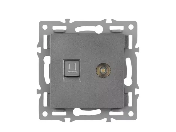 unic modul mdnrj45+tv zasuvka rj45+tv plast seda do ramecku