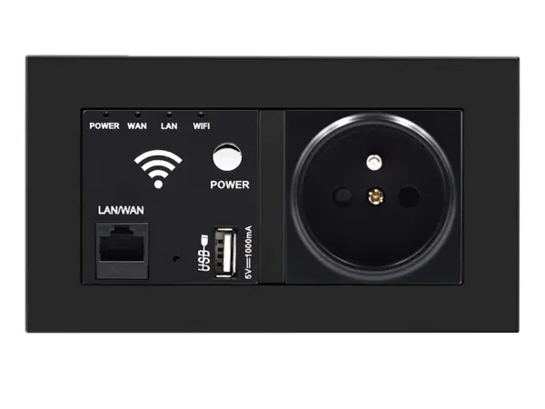 sran zasuvka wifi socket + zasuvka 230v 16a v ramecku, plast cerny