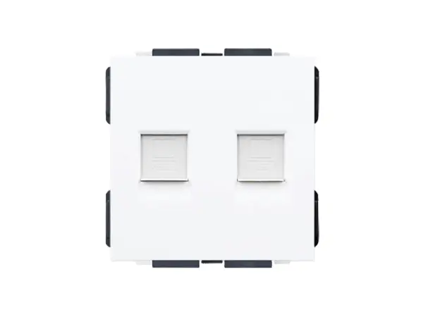 sran elektricka zasuvka 230v+2xrj45 zasuvka 2xrj45 v sirokem ramecku 172mm, sklo bily