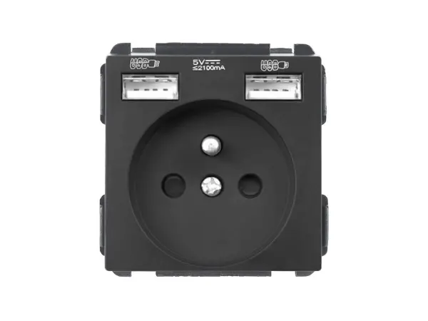 sran zasuvka 230v+2xusb5v + vypinac s pojistkou a kontrolkou s cernym sklenenym rameckem 