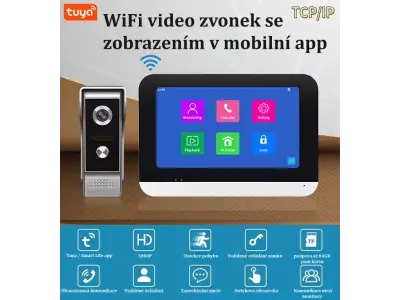 Tuya Smart Digitaln� zvonek PST-DB10 2,0 MP, 7palcov� dotykov� Wi-Fi monitor, Detekce pohybu 1080P