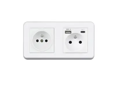 UNIC Elektrick� z�suvka 2x230V+USB+USB C 5V/2,1A (rychl� nab�jen�) plast b�l� v r�me�ku 153mm