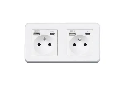 UNIC Elektrick� z�suvka 2x (230V+USB+USB C 5V/2,1A) rychl� nab�jen�, plast b�l� v r�me�ku 153mm