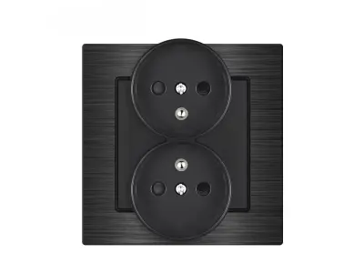 UNIC Elektrick� dvojz�suvka 2x230V �ern� v r�me�ku 82mm, slitina hlin�ku �ern�