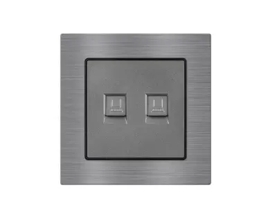 UNIC Z�suvka 2xRJ45 cat6 v r�me�ku 82mm, �ed� slitina hlin�ku