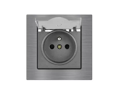 UNIC Elektrick� z�suvka 230V s krytem, v r�me�ku 82mm, slitina hlin�ku �ed�