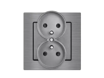 UNIC Elektrick� dvojz�suvka 2x230V �ed� v r�me�ku 82mm, slitina hlin�ku �ed�