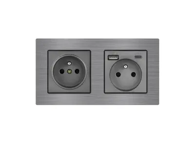 UNIC Elektrick� z�suvka 2x230V+USB+USB C 5V/2,1A (rychl� nab�jen�) v r�me�ku 153mm, slitina hlin�ku �ed�