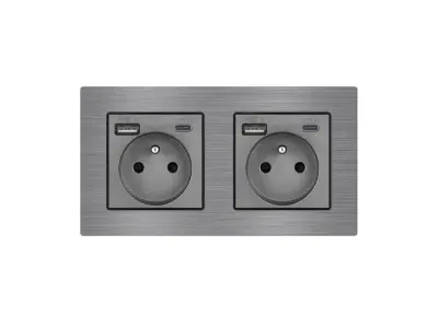 UNIC Elektrick� z�suvka 2x (230V+USB+USB C 5V/2,1A) rychl� nab�jen�, v r�me�ku 153mm, slitina hlin�ku �ed�