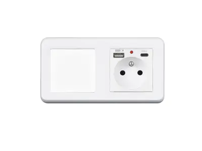 UNIC Elektrick� z�suvka (230V+USB+USBc 5V) + vyp�na� jednop�lov� �.1 v r�me�ku 153mm, plast b�l�