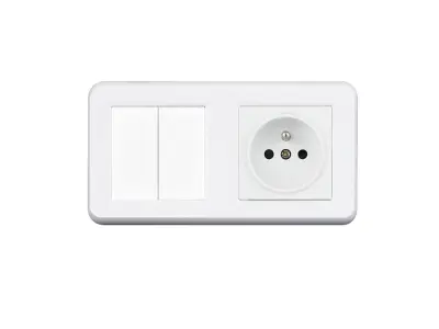 UNIC Elektrick� z�suvka 230V + dvojvyp�na� lustrov� s�riov� �.5 v r�me�ku 153mm, plast b�l�