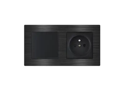 UNIC Elektrick� z�suvka 230V + vyp�na� jednop�lov� �.1 v r�me�ku 153mm, slitina hlin�ku �ern�