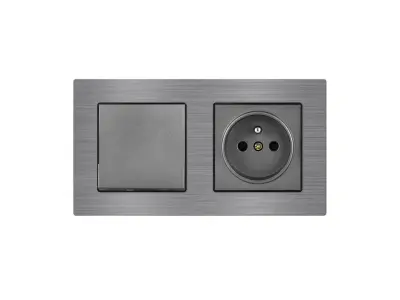 UNIC Elektrick� z�suvka 230V + vyp�na� jednop�lov� �.1 v r�me�ku 153mm, slitina hlin�ku �ed�