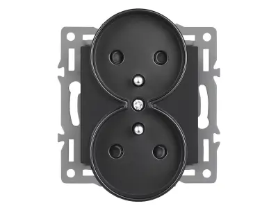 modul dvojz�suvka MDDZ230V Z�suvka 2x230V 16A, plast �ern� pro r�me�ek 82mm