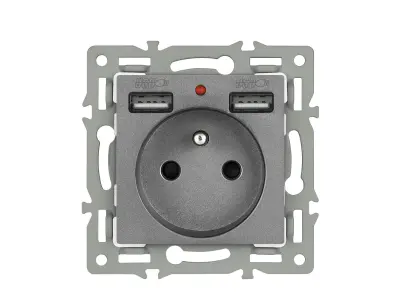 modul MDZ230USB25V z�suvka 230V+2*USB �ed� do r�me�ku 82mm