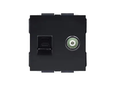 Modul MDNRJ45+TV Z�suvka RJ45+TV plast �ern� do r�me�ku