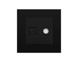 SRAN Z�suvka RJ45+TV v r�me�ku, plast �ern� - 78 K�