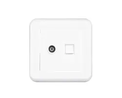 UNIC datov� z�suvka TV + RJ45 cat5  v r�me�ku, plast b�l� - 153 K�