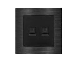 UNIC Z�suvka 2xRJ45 cat5 v r�me�ku 82mm, �ern� slitina hlin�ku - 157 K�