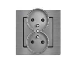 UNIC Elektrick� dvojz�suvka 2x230V �ed� v r�me�ku 82mm, slitina hlin�ku �ed� - 177 K�